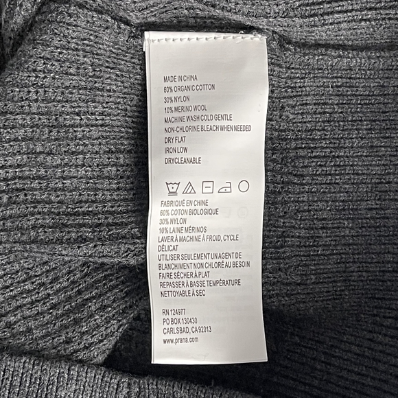 NWT prAna Miliani Dress in Charcoal XS Waffle Knit Drawstring Funnel Neck #7415 - Picture 13 of 16